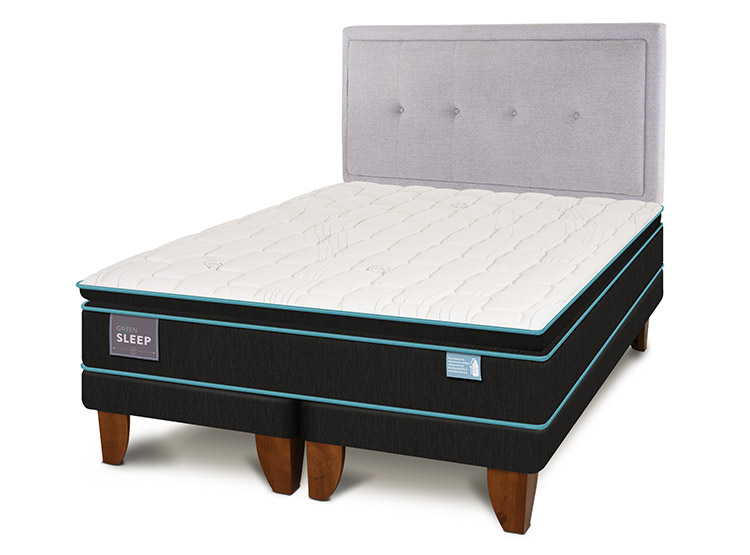 JUEGO DE DORMITORIO CIC CAMA EUROPEA GREEN SLEEP SMART BD 2 PLAZAS + RESPALDO GANGES - 2