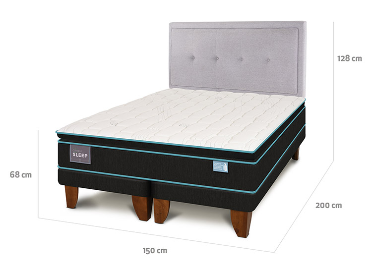 JUEGO DE DORMITORIO CIC CAMA EUROPEA GREEN SLEEP SMART BD 2 PLAZAS + RESPALDO GANGES - 3