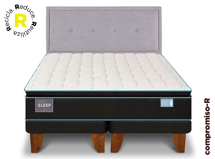 JUEGO DE DORMITORIO CIC CAMA EUROPEA GREEN SLEEP SMART BD 2 PLAZAS + RESPALDO GANGES - 1