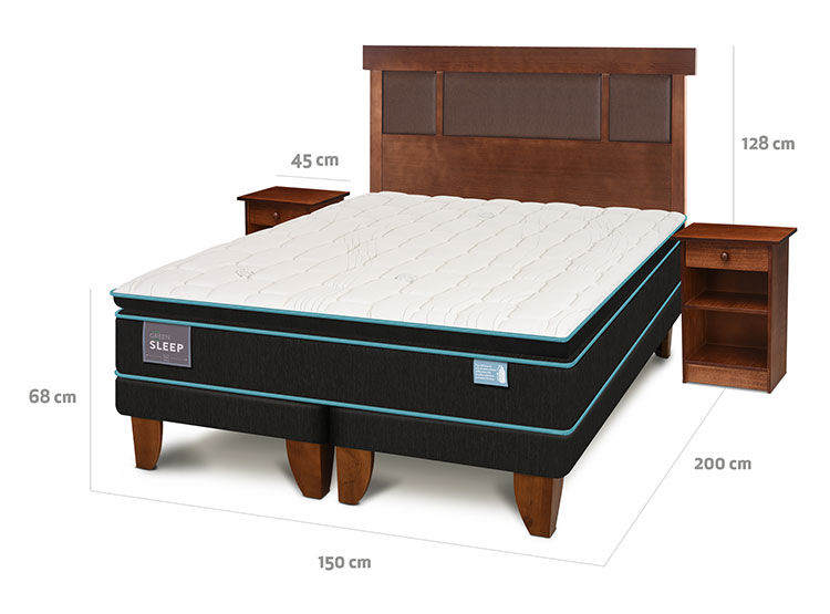 JUEGO DE DORMITORIO CIC CAMA EUROPEA GREEN SLEEP BD 2 PLAZAS + SET DUBLIN CARAMELO - 3