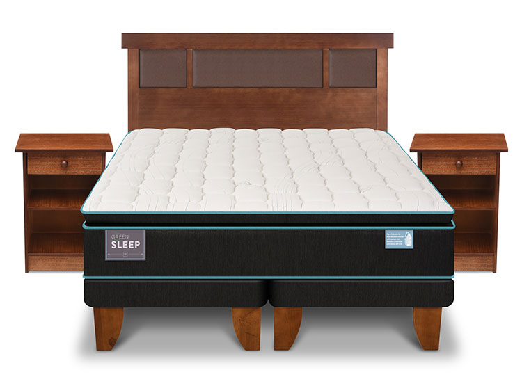 JUEGO DE DORMITORIO CIC CAMA EUROPEA GREEN SLEEP BD 2 PLAZAS + SET DUBLIN CARAMELO - 1