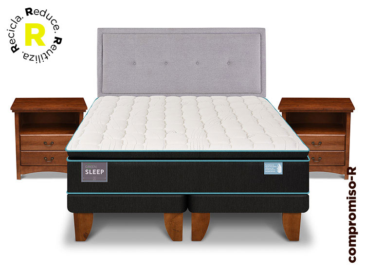 JUEGO DE DORMITORIO CIC CAMA EUROPEA GREEN SLEEP BD 2 PLAZAS + SET GANGES - 1