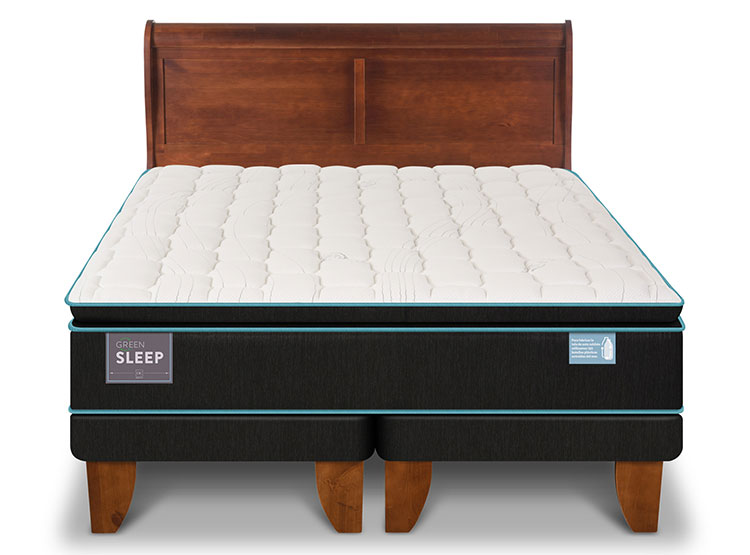 JUEGO DE DORMITORIO CIC CAMA EUROPEA GREEN SLEEP BD 2 PLAZAS + RESPALDO MIRO - 1
