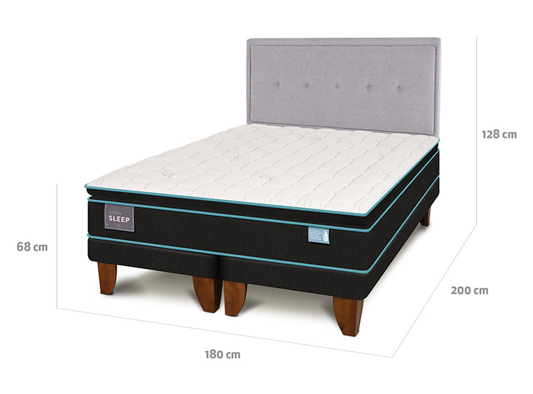 JUEGO DE DORMITORIO CIC CAMA EUROPEA GREEN SLEEP KING + RESPALDO GANGE - 3