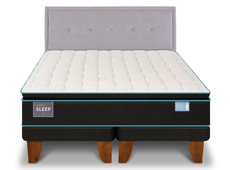 JUEGO DE DORMITORIO CIC CAMA EUROPEA GREEN SLEEP KING + RESPALDO GANGE - 1
