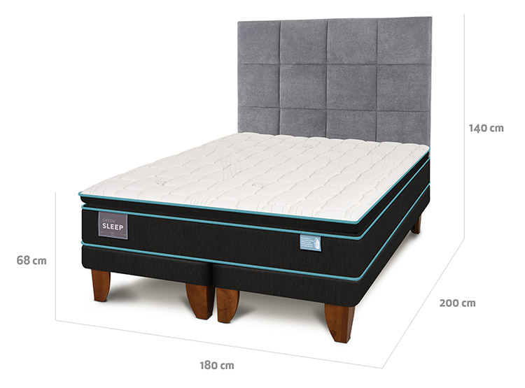JUEGO DE DORMITORIO CIC CAMA EUROPEA GREEN SLEEP KING + RESPALDO TAMESIS - 3