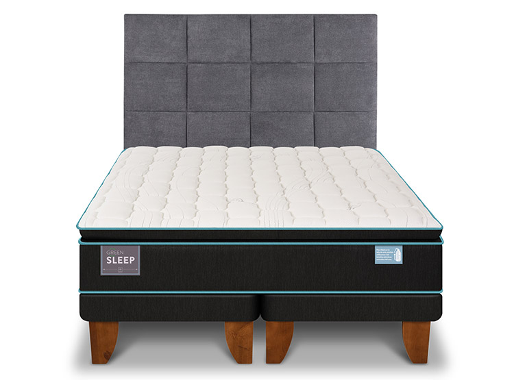 JUEGO DE DORMITORIO CIC CAMA EUROPEA GREEN SLEEP KING + RESPALDO TAMESIS - 1