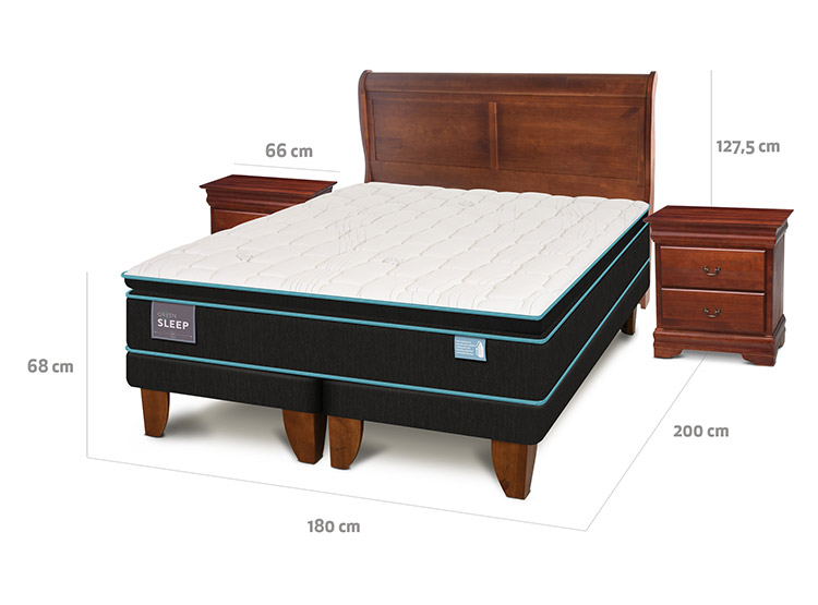 JUEGO DE DORMITORIO CIC CAMA EUROPEA GREEN SLEEP KING + SET MIRO - 3