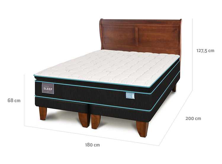 JUEGO DE DORMITORIO CIC CAMA EUROPEA GREEN SLEEP KING + RESPALDO MIRO - 3