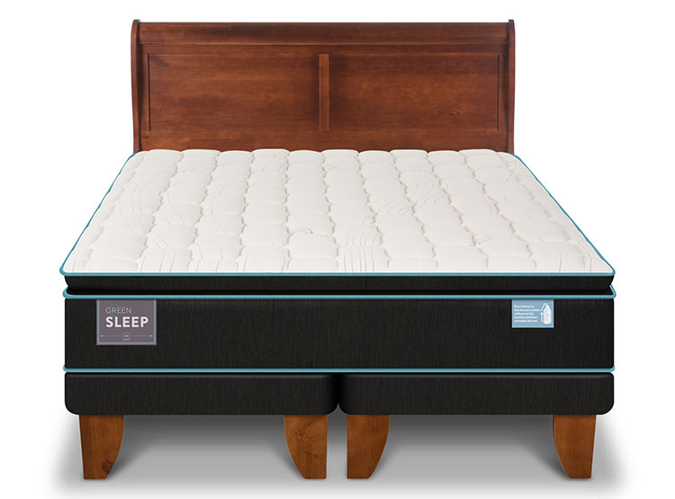 JUEGO DE DORMITORIO CIC CAMA EUROPEA GREEN SLEEP KING + RESPALDO MIRO - 1