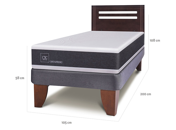 JUEGO DE DORMITORIO CIC CAMA EUROPEA ORTOPEDIC 1.5 PLAZAS + RESPALDO MUNICH - 3