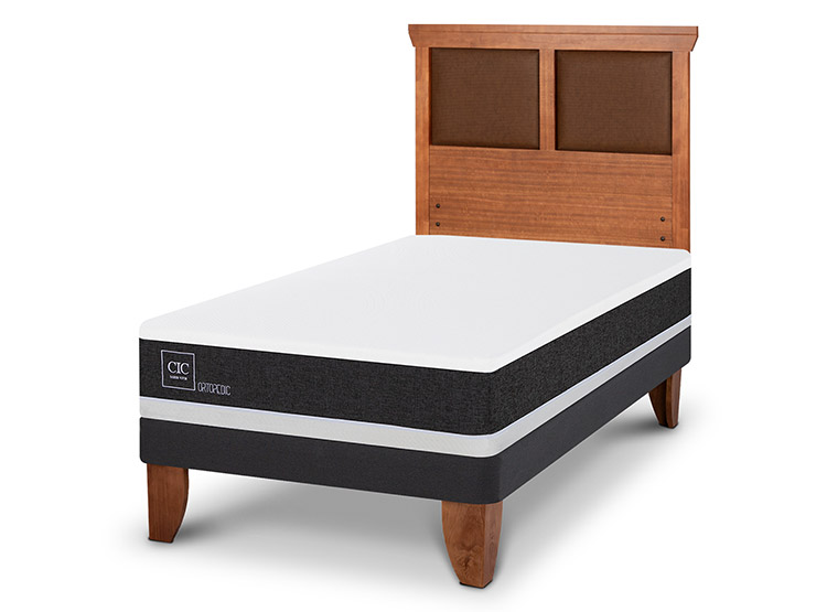 JUEGO DE DORMITORIO CIC CAMA EUROPEA ORTOPEDIC 1.5 PLAZAS + RESPALDO TORINO - 2