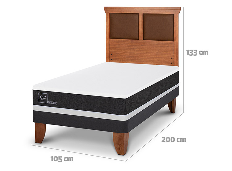 JUEGO DE DORMITORIO CIC CAMA EUROPEA ORTOPEDIC 1.5 PLAZAS + RESPALDO TORINO - 3