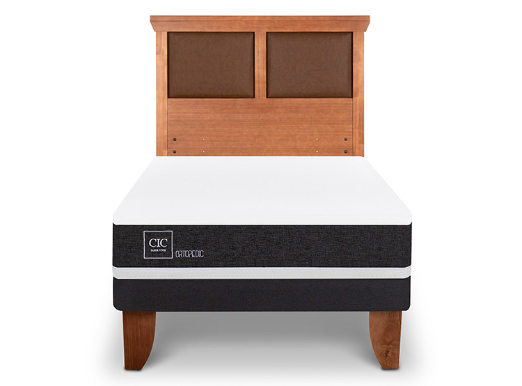 JUEGO DE DORMITORIO CIC CAMA EUROPEA ORTOPEDIC 1.5 PLAZAS + RESPALDO TORINO - 1