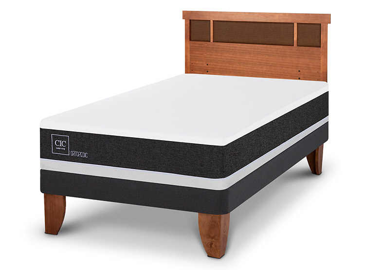 JUEGO DE DORMITORIO CIC CAMA EUROPEA ORTOPEDIC 1.5 PLAZAS + RESPALDO DUBLIN CARAMELO - 2