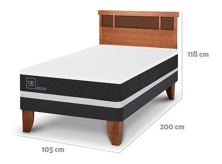JUEGO DE DORMITORIO CIC CAMA EUROPEA ORTOPEDIC 1.5 PLAZAS + RESPALDO DUBLIN CARAMELO - 3