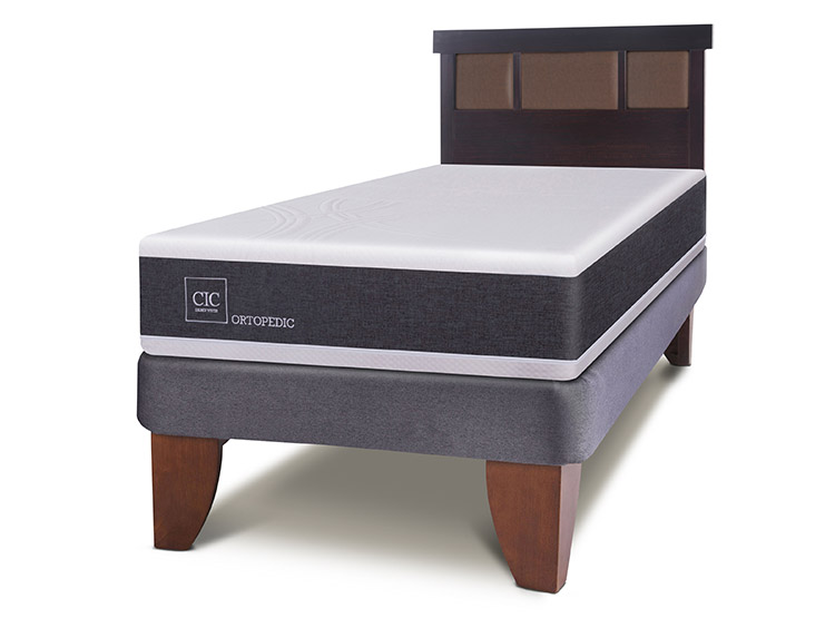 JUEGO DE DORMITORIO CIC CAMA EUROPEA ORTOPEDIC 1.5 PLAZAS + RESPALDO DUBLIN CHOCOLATE - 2