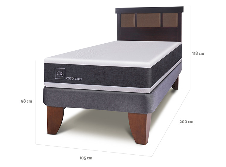 JUEGO DE DORMITORIO CIC CAMA EUROPEA ORTOPEDIC 1.5 PLAZAS + RESPALDO DUBLIN CHOCOLATE - 3