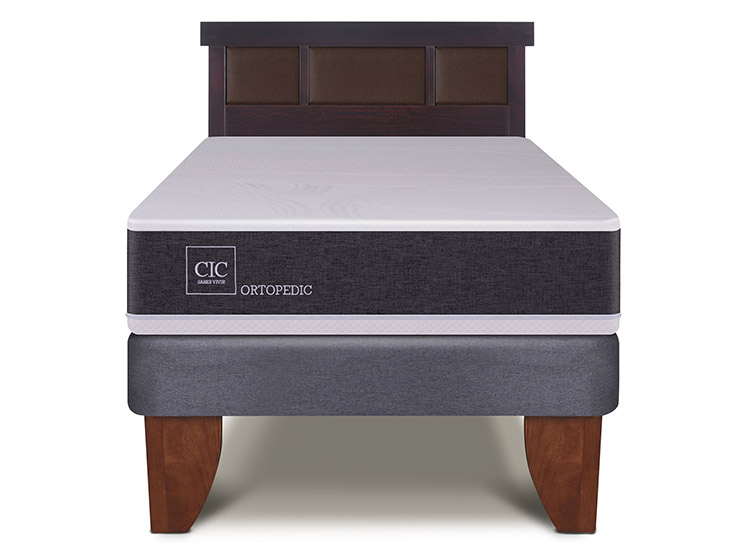 JUEGO DE DORMITORIO CIC CAMA EUROPEA ORTOPEDIC 1.5 PLAZAS + RESPALDO DUBLIN CHOCOLATE - 1