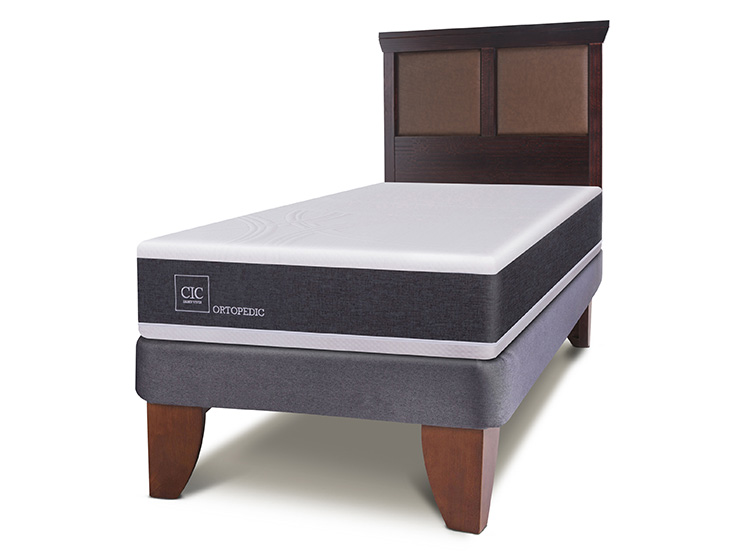 JUEGO DE DORMITORIO CIC CAMA EUROPEA ORTOPEDIC 1.5 PLAZAS + RESPALDO TORINO CHOCOLATE - 2