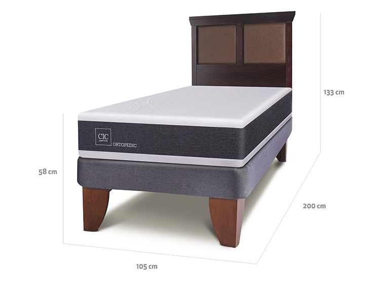 JUEGO DE DORMITORIO CIC CAMA EUROPEA ORTOPEDIC 1.5 PLAZAS + RESPALDO TORINO CHOCOLATE - 3