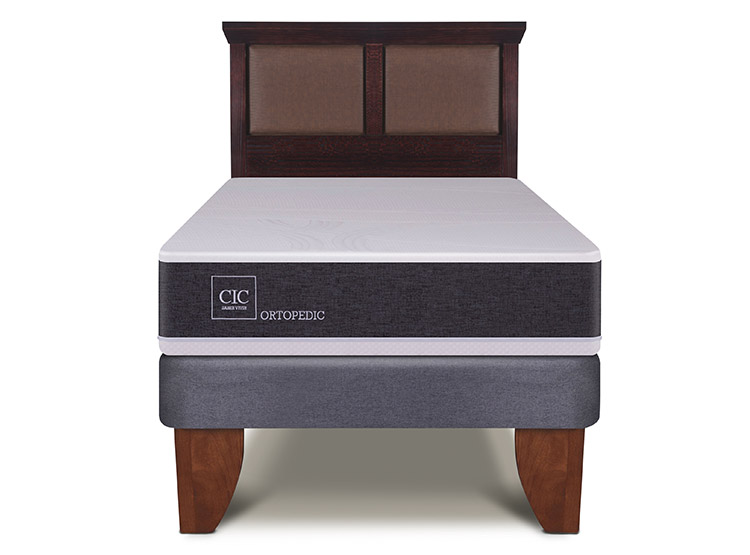 JUEGO DE DORMITORIO CIC CAMA EUROPEA ORTOPEDIC 1.5 PLAZAS + RESPALDO TORINO CHOCOLATE - 1