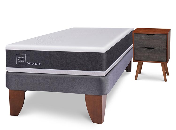 JUEGO DE DORMITORIO CIC CAMA EUROPEA ORTOPEDIC 1.5 PLAZAS + VELADOR NIGER - 2