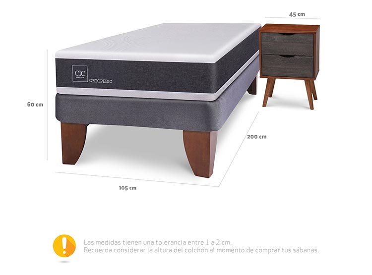 JUEGO DE DORMITORIO CIC CAMA EUROPEA ORTOPEDIC 1.5 PLAZAS + VELADOR NIGER - 3