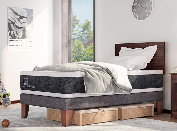 JUEGO DE DORMITORIO CIC CAMA EUROPEA ORTOPEDIC 1.5 PLAZAS + VELADOR NIGER - 7