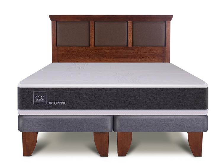JUEGO DE DORMITORIO CIC CAMA EUROPEA ORTOPEDIC BD 2 PLAZAS + RESPALDO TORINO - 1