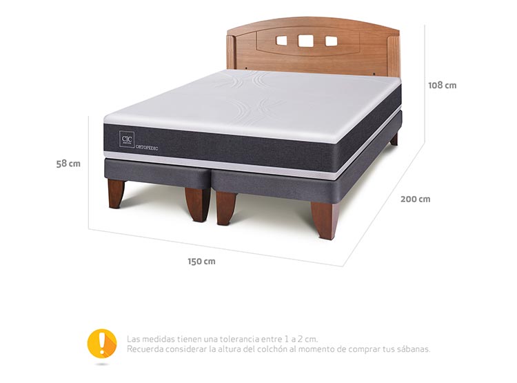 JUEGO DE DORMITORIO CIC CAMA EUROPEA ORTOPEDIC BD 2 PLAZAS + RESPALDO GALES - 3