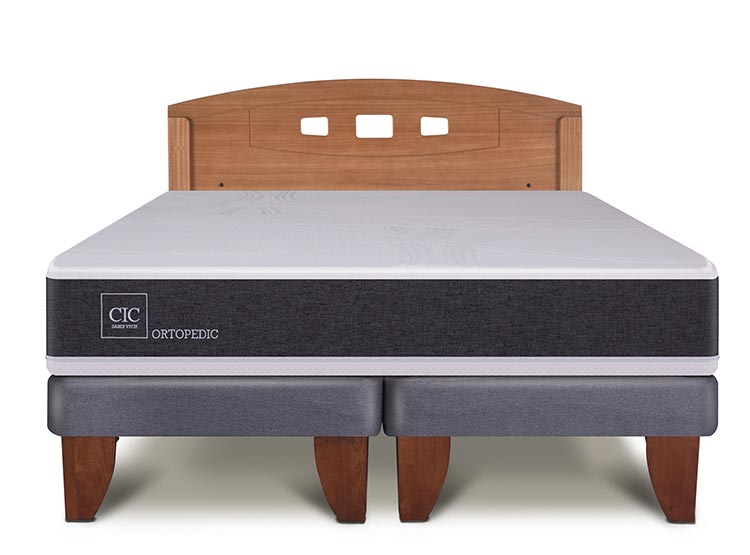 JUEGO DE DORMITORIO CIC CAMA EUROPEA ORTOPEDIC BD 2 PLAZAS + RESPALDO GALES - 1