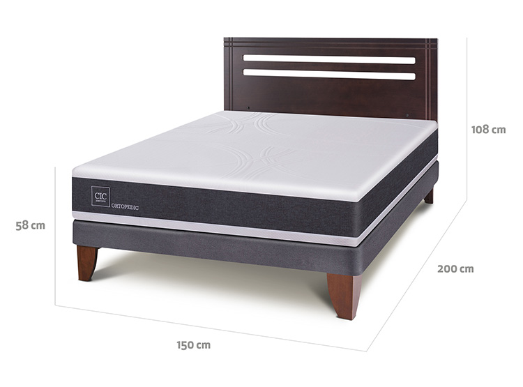 JUEGO DE DORMITORIO CIC CAMA EUROPEA ORTOPEDIC BN 2 PLAZAS + RESPALDO MUNICH - 3
