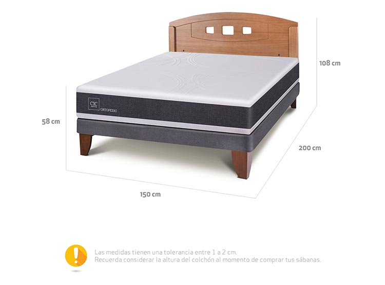 JUEGO DE DORMITORIO CIC CAMA EUROPEA ORTOPEDIC BN 2 PLAZAS + RESPALDO GALES - 3