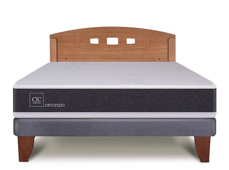 JUEGO DE DORMITORIO CIC CAMA EUROPEA ORTOPEDIC BN 2 PLAZAS + RESPALDO GALES - 1