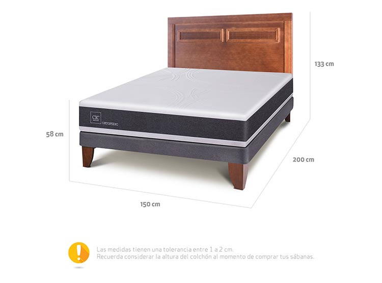 JUEGO DE DORMITORIO CIC CAMA EUROPEA ORTOPEDIC BN 2 PLAZAS + RESPALDO MILAN - 3