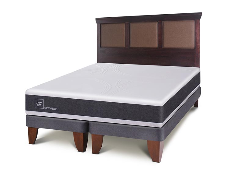JUEGO DE DORMITORIO CIC CAMA EUROPEA ORTOPEDIC BD 2 PLAZAS + RESPALDO TORINO CHOCOLATE - 2
