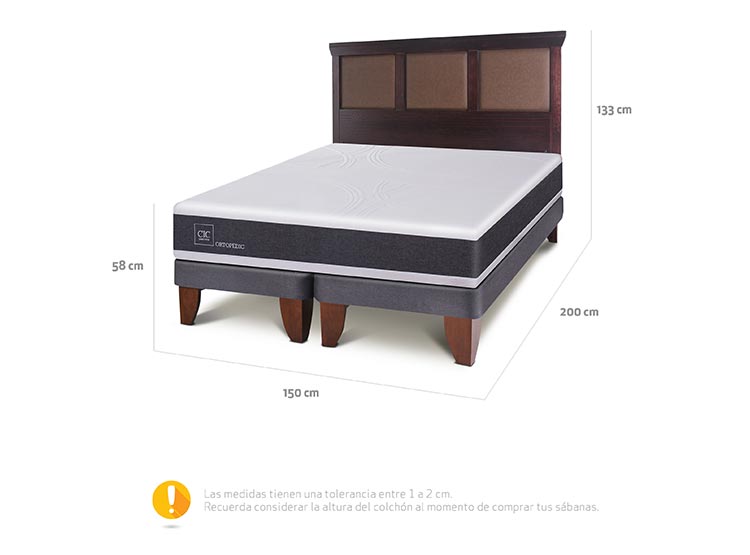 JUEGO DE DORMITORIO CIC CAMA EUROPEA ORTOPEDIC BD 2 PLAZAS + RESPALDO TORINO CHOCOLATE - 3