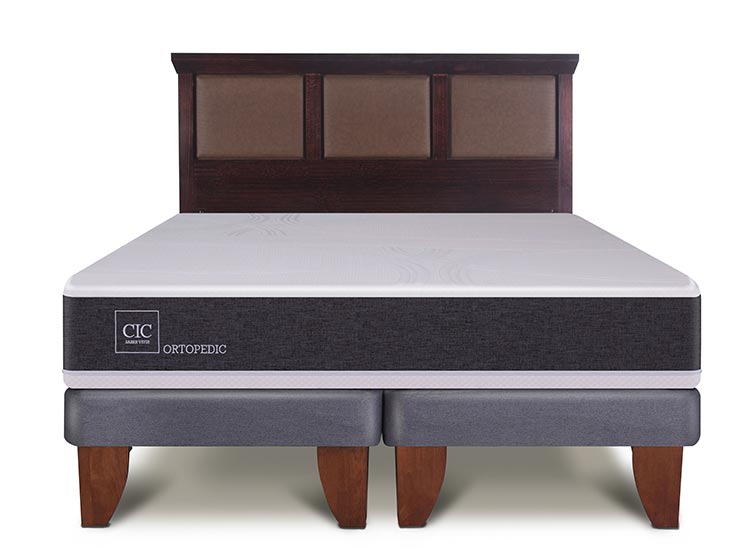 JUEGO DE DORMITORIO CIC CAMA EUROPEA ORTOPEDIC BD 2 PLAZAS + RESPALDO TORINO CHOCOLATE - 1