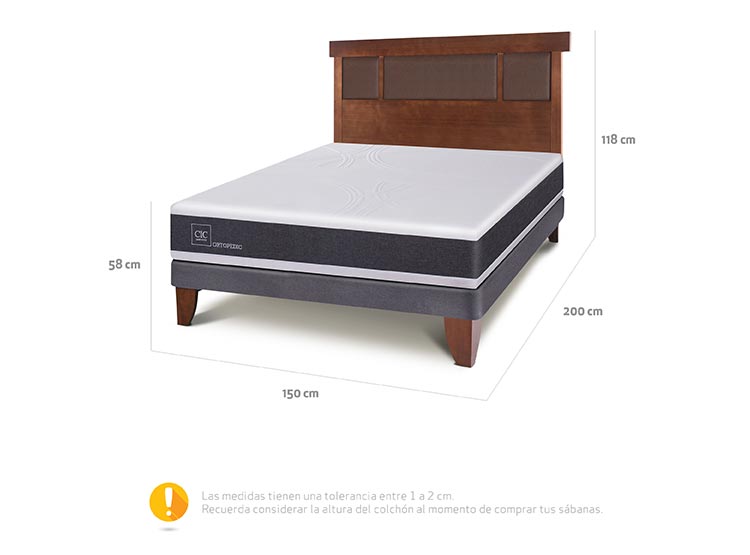 JUEGO DE DORMITORIO CIC CAMA EUROPEA ORTOPEDIC BN 2 PLAZAS + RESPALDO DUBLIN CARAMELO - 3