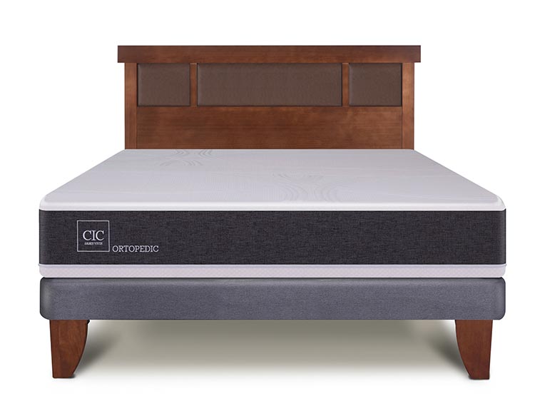 JUEGO DE DORMITORIO CIC CAMA EUROPEA ORTOPEDIC BN 2 PLAZAS + RESPALDO DUBLIN CARAMELO - 1