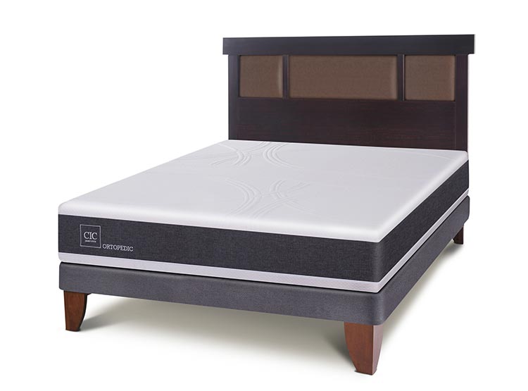 JUEGO DE DORMITORIO CIC CAMA EUROPEA ORTOPEDIC BN 2 PLAZAS + RESPALDO DUBLIN CHOCOLATE - 2
