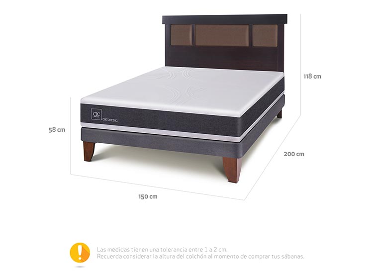 JUEGO DE DORMITORIO CIC CAMA EUROPEA ORTOPEDIC BN 2 PLAZAS + RESPALDO DUBLIN CHOCOLATE - 3