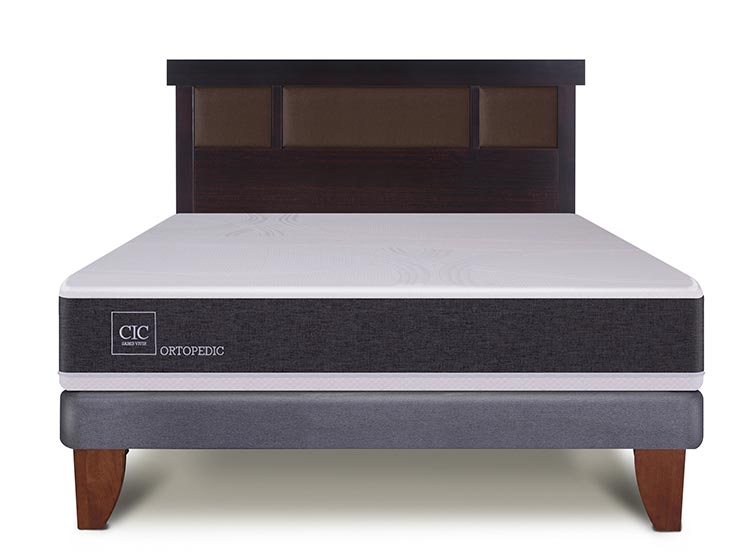 JUEGO DE DORMITORIO CIC CAMA EUROPEA ORTOPEDIC BN 2 PLAZAS + RESPALDO DUBLIN CHOCOLATE - 1