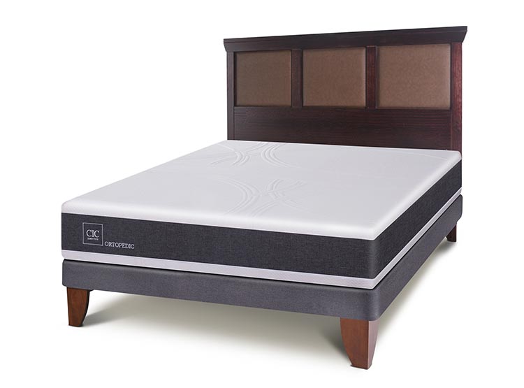 JUEGO DE DORMITORIO CIC CAMA EUROPEA ORTOPEDIC BN 2 PLAZAS + RESPALDO TORINO CHOCOLATE - 2