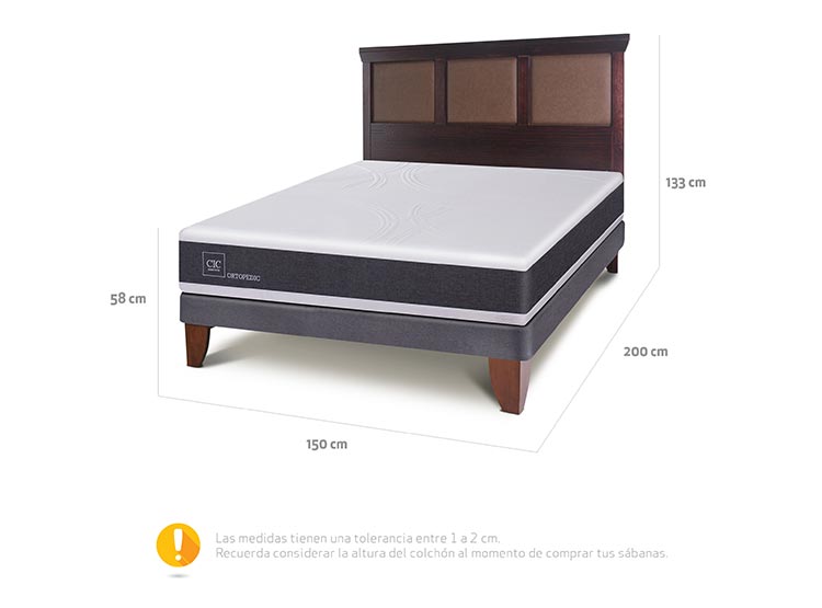 JUEGO DE DORMITORIO CIC CAMA EUROPEA ORTOPEDIC BN 2 PLAZAS + RESPALDO TORINO CHOCOLATE - 3