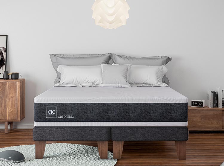 JUEGO DE DORMITORIO CIC CAMA EUROPEA ORTOPEDIC BN 2 PLAZAS + RESPALDO TORINO CHOCOLATE - 7