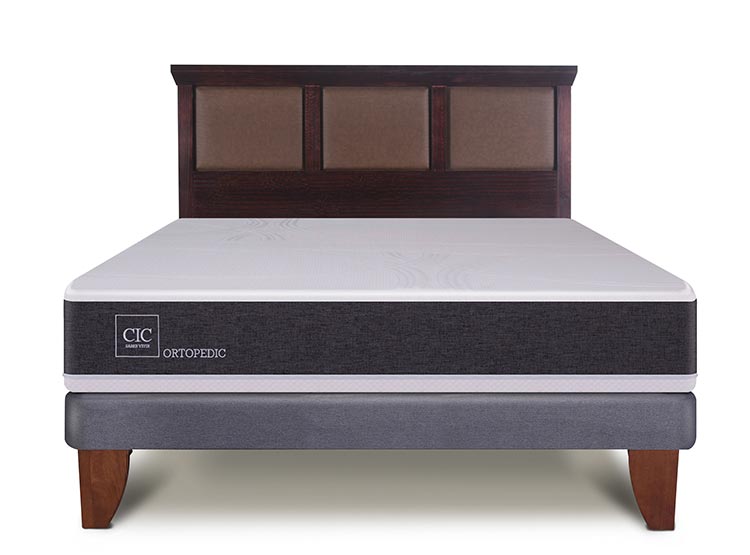 JUEGO DE DORMITORIO CIC CAMA EUROPEA ORTOPEDIC BN 2 PLAZAS + RESPALDO TORINO CHOCOLATE - 1