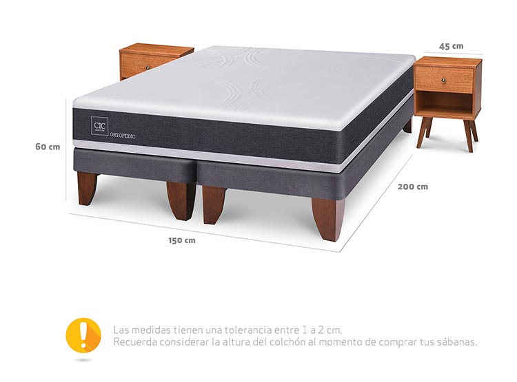 JUEGO DE DORMITORIO CIC CAMA EUROPEA ORTOPEDIC BD 2 PLAZAS + RESPALDO MILAN - 3