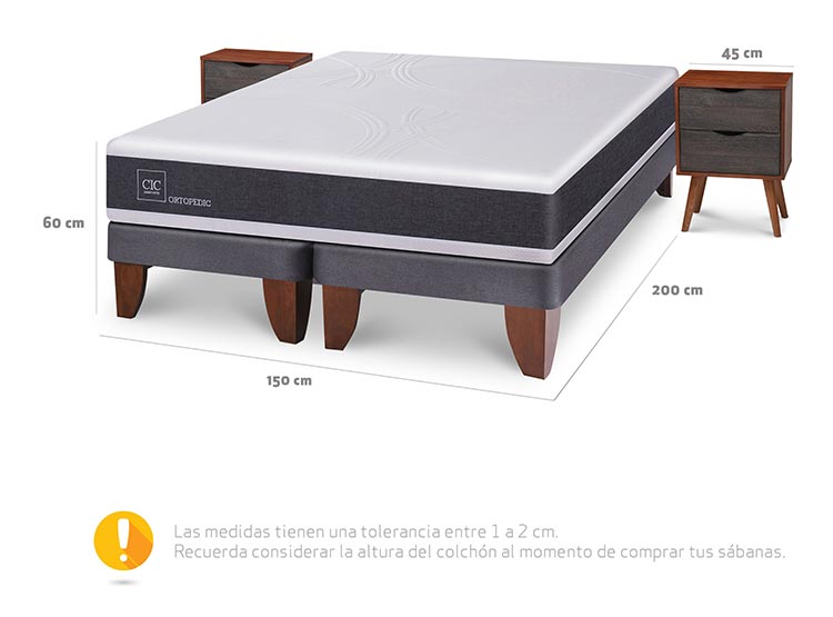 JUEGO DE DORMITORIO CIC CAMA EUROPEA ORTOPEDIC BD 2 PLAZAS + VELADORES NIGER - 3